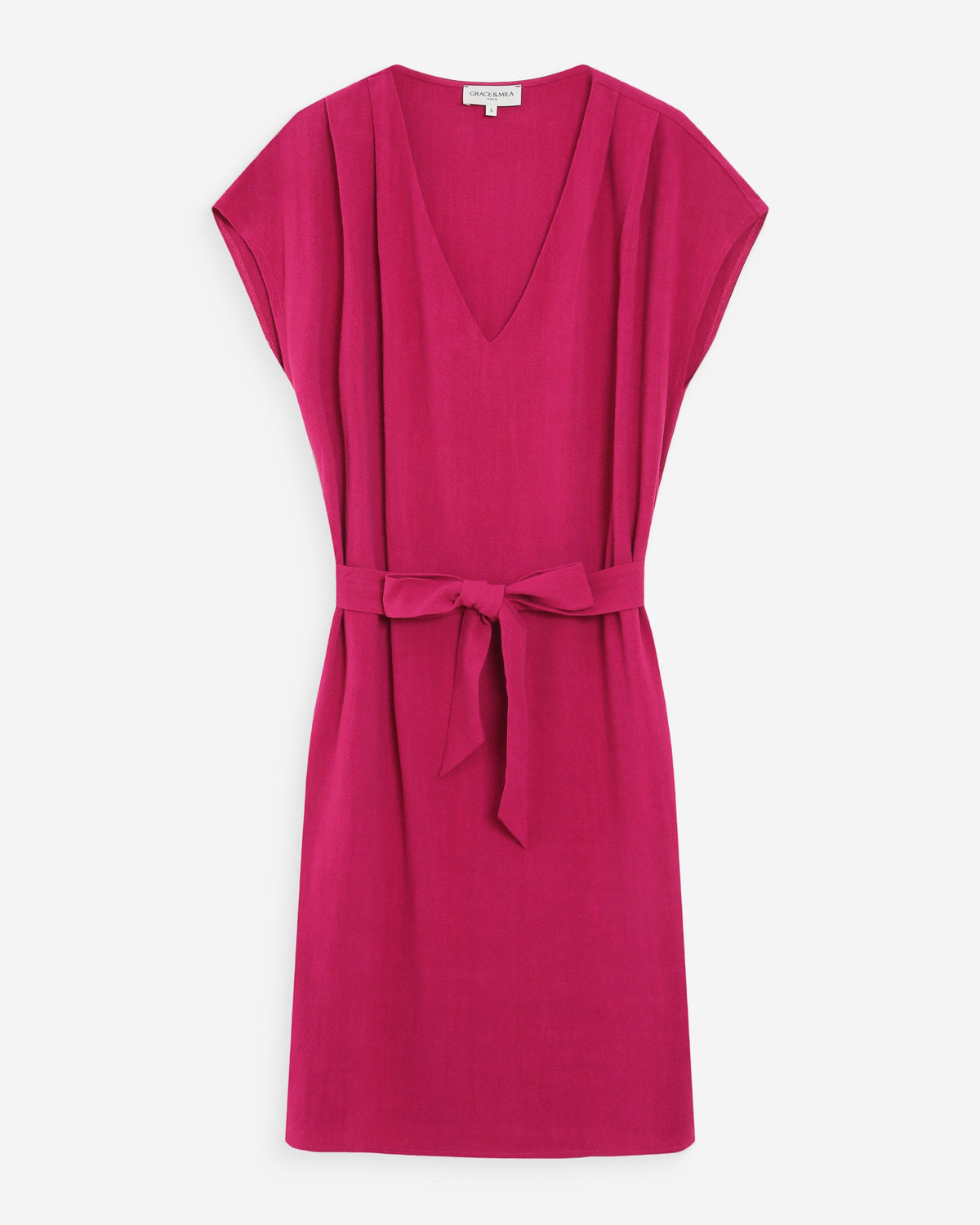 Robe courte fluide col V manches courtes pivoine Marilou