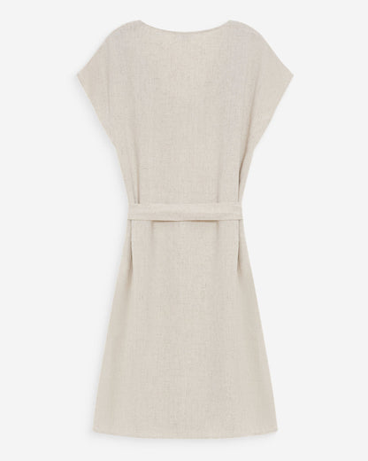 Robe courte fluide col V manches courtes sable Marilou