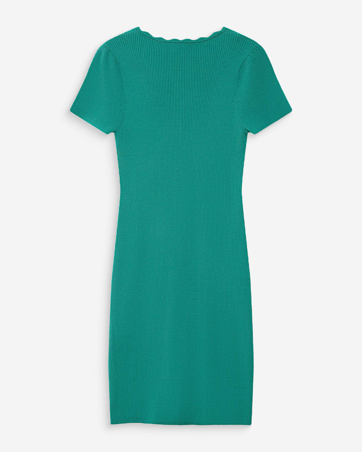 Robe courte ajustée en maille à col V vert Valeriane