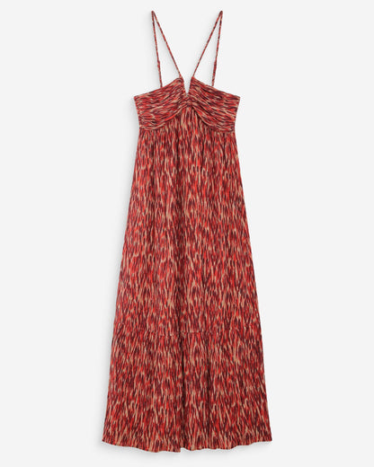 Robe longue bustier évasée imprimée sanguine Venicia
