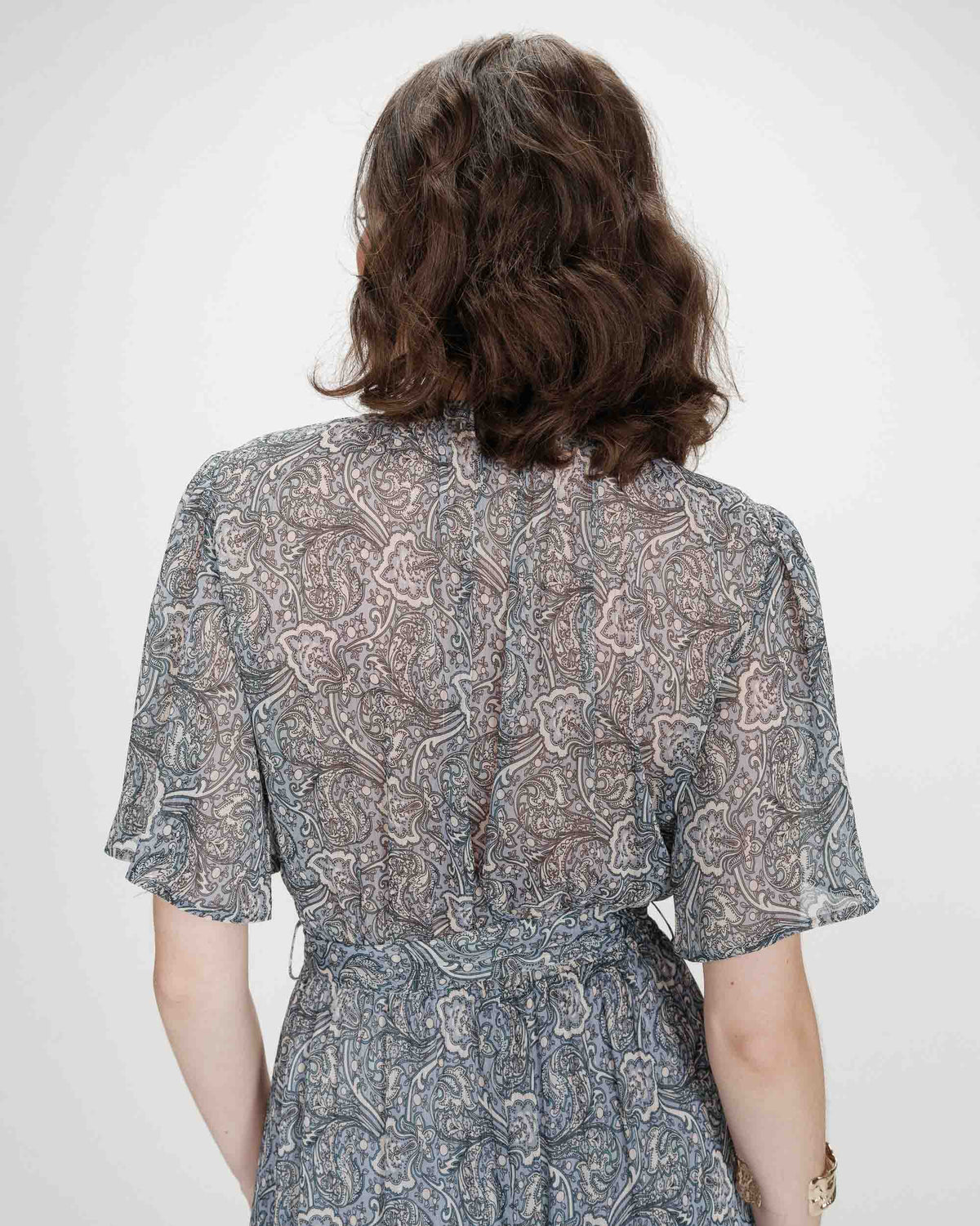 Robe longue évasée imprimé cachemire bohème ciel Venelle