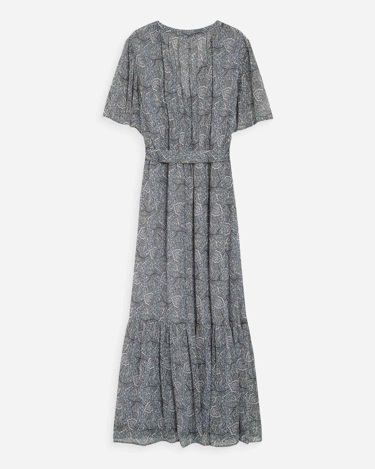 Robe longue évasée imprimé cachemire bohème ciel Venelle
