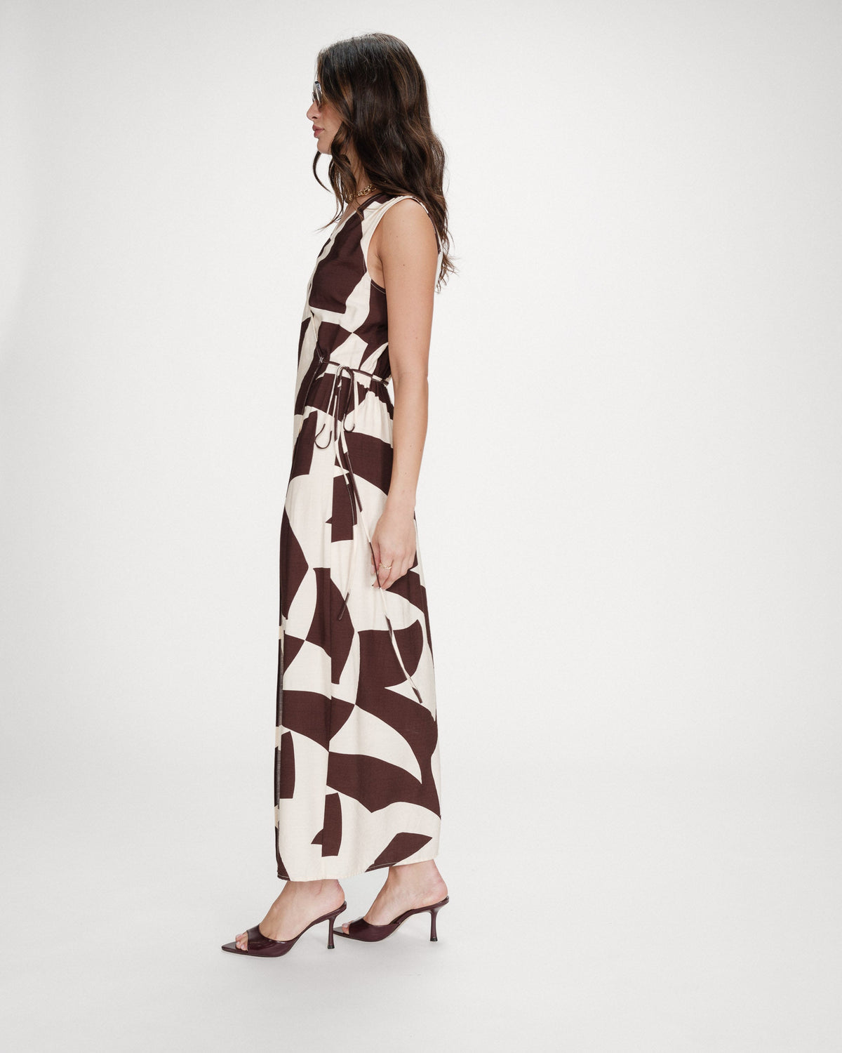 Robe portefeuille imprimé géométrique chocolat Velline