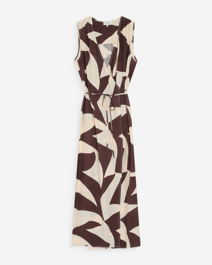 Robe portefeuille imprimé géométrique chocolat Velline