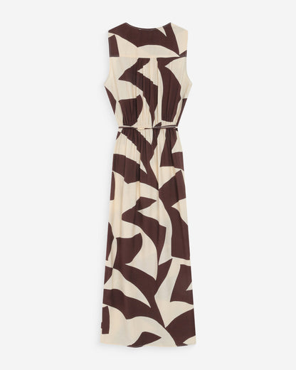 Robe portefeuille imprimé géométrique chocolat Velline