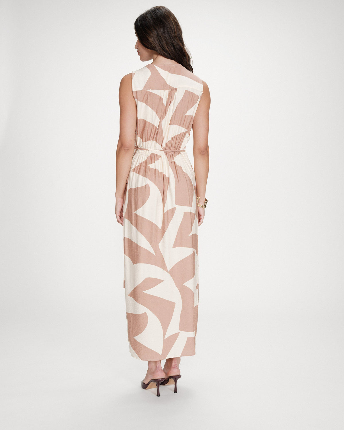 Robe portefeuille imprimé géométrique mocha Velline