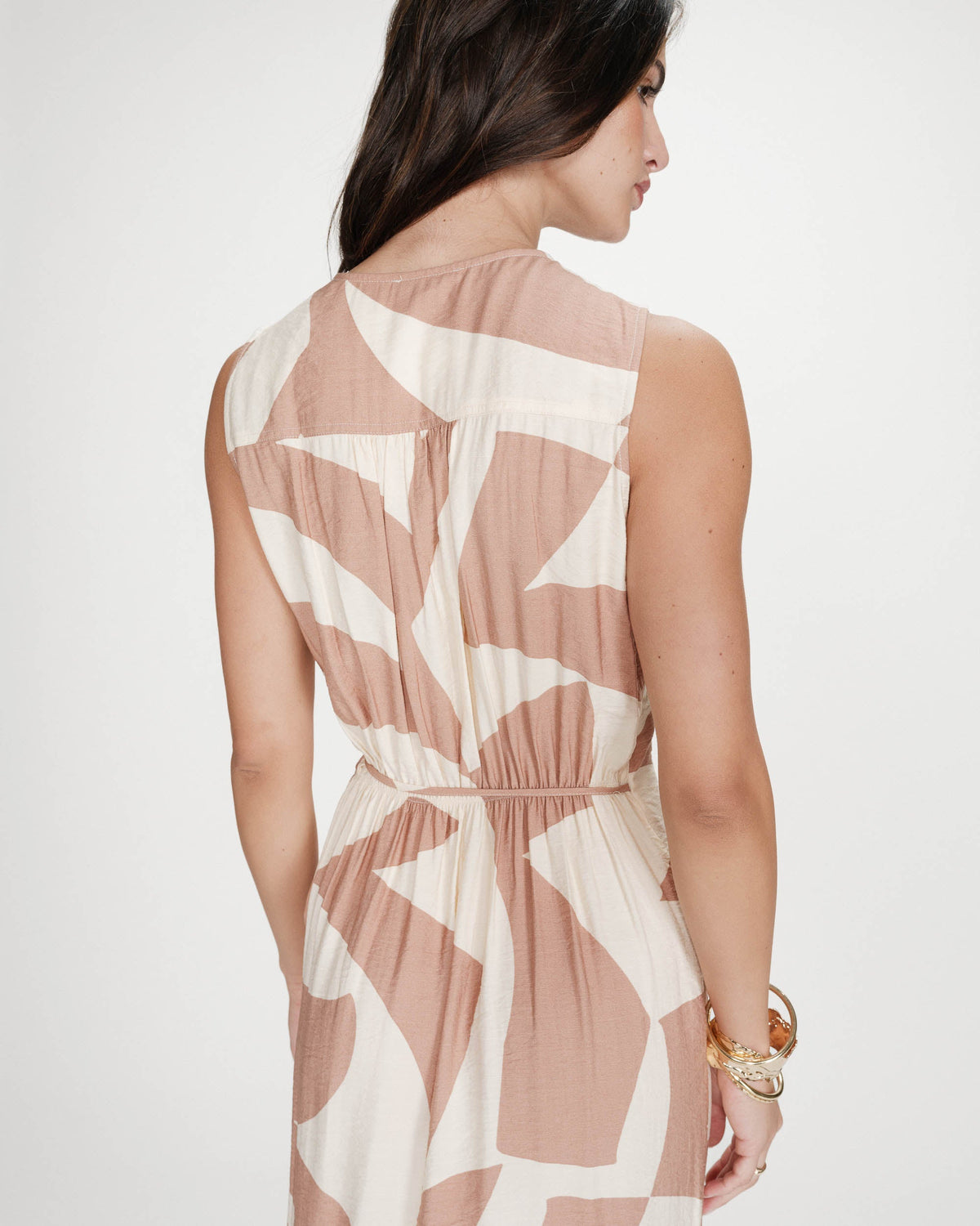 Robe portefeuille imprimé géométrique mocha Velline