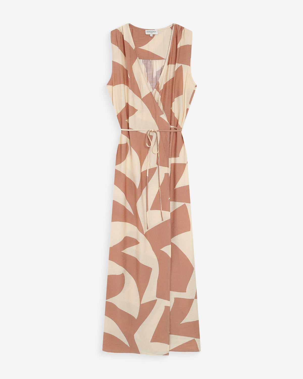 Robe portefeuille imprimé géométrique mocha Velline