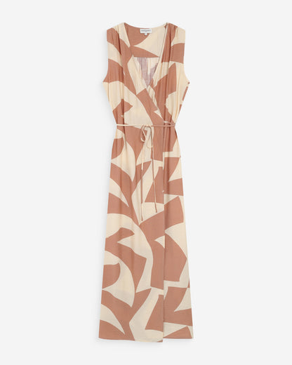 Robe portefeuille imprimé géométrique mocha Velline