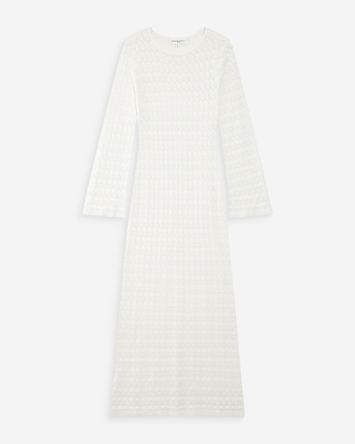 Robe longue en maille ajustée ecru Verdad