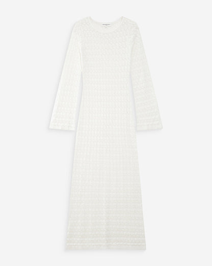 Robe longue en maille ajustée ecru Verdad
