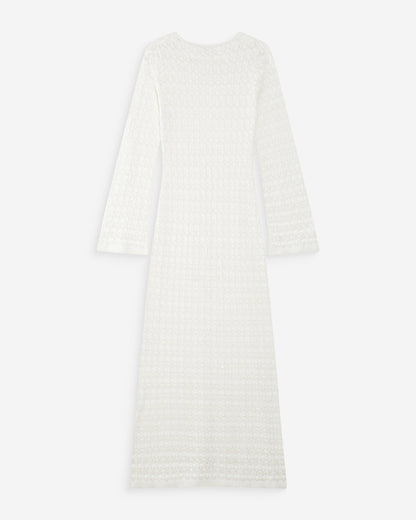 Robe longue en maille ajustée ecru Verdad