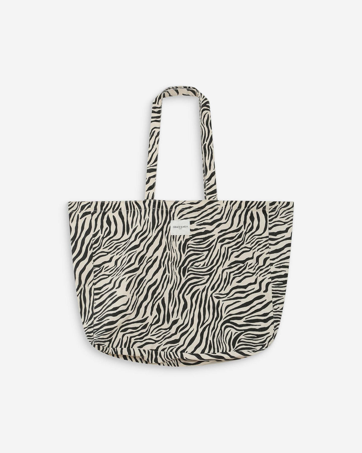 Tote bag large en denim à motif zebre Voyage