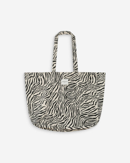 Tote bag large en denim à motif zebre Voyage