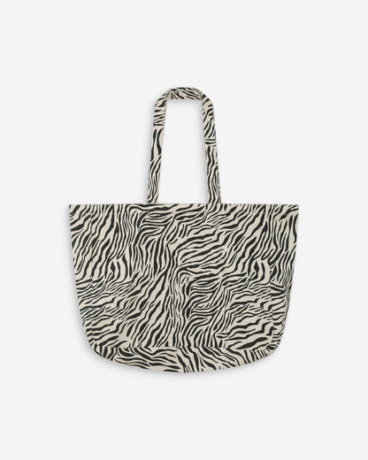 Tote bag large en denim à motif zebre Voyage