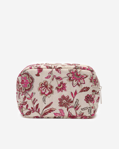 Trousse matelassée en toile de coton imprimée fleur Vanette