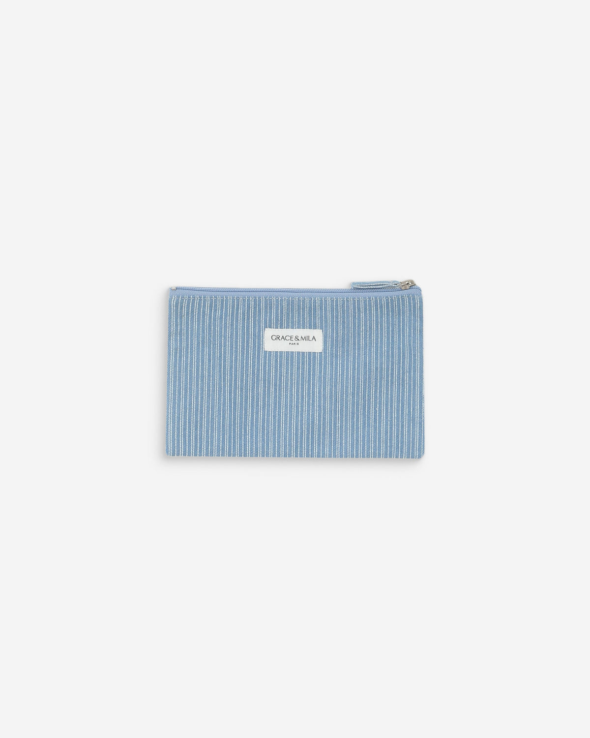 Pochette en denim zippée stripedblue Valaurie