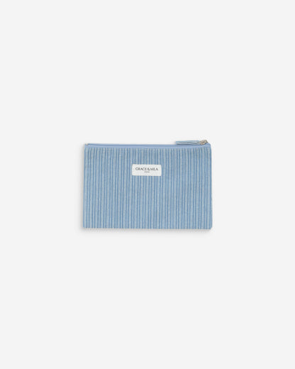 Pochette en denim zippée stripedblue Valaurie