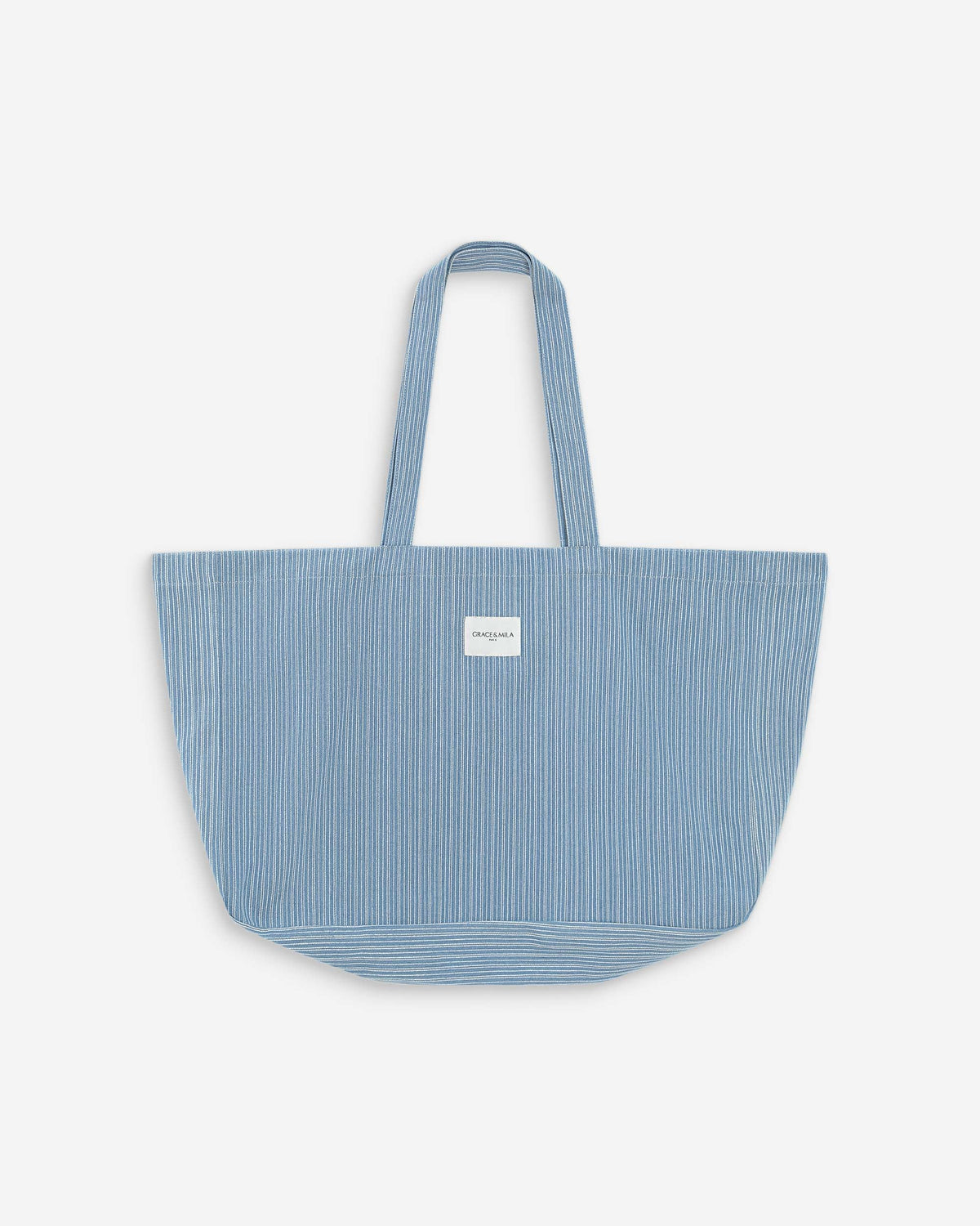 Tote bag large en denim à motif stripedblue Vacation