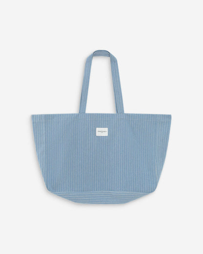 Tote bag large en denim à motif stripedblue Vacation