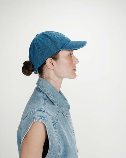 Casquette en coton réglable brodée devant mediumblue Slimane