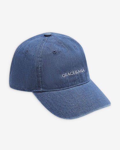 Casquette en coton réglable brodée devant mediumblue Slimane