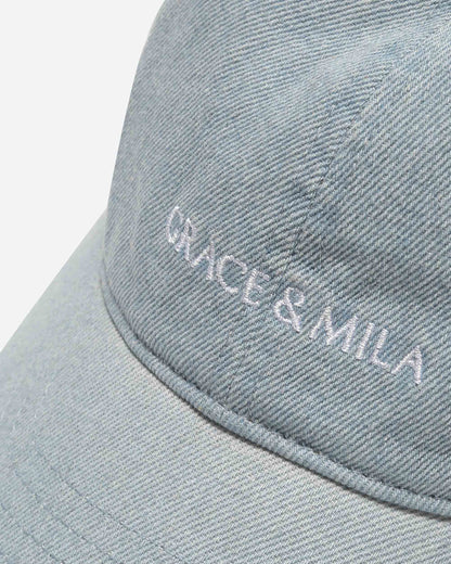 Casquette en coton réglable brodée devant skyblue Slimane
