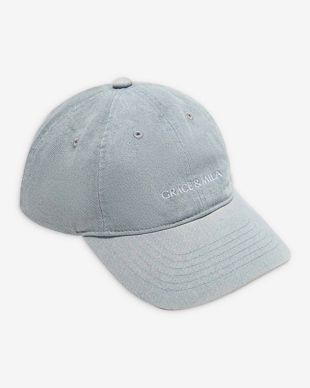 Casquette en coton réglable brodée devant skyblue Slimane