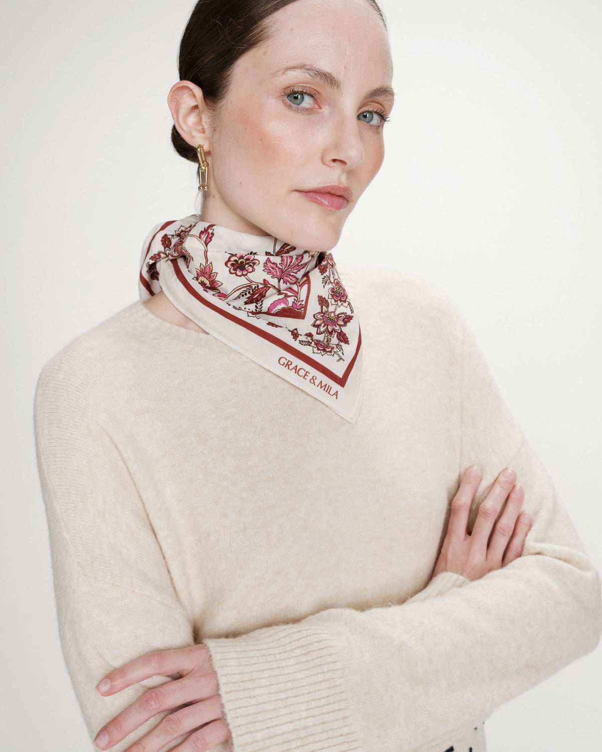 Foulard bandana carré en coton fleur Verlisse