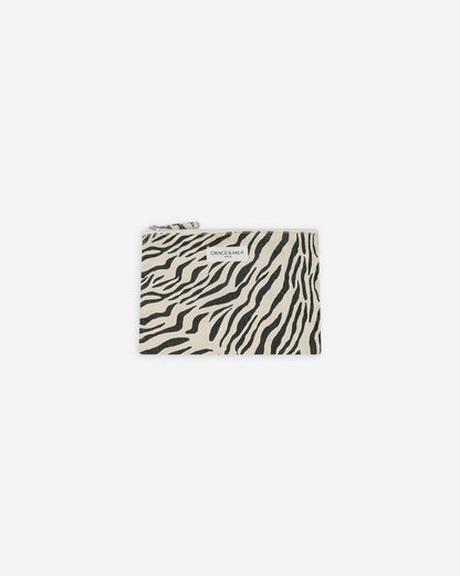Pochette en denim zippée zebre Vivella