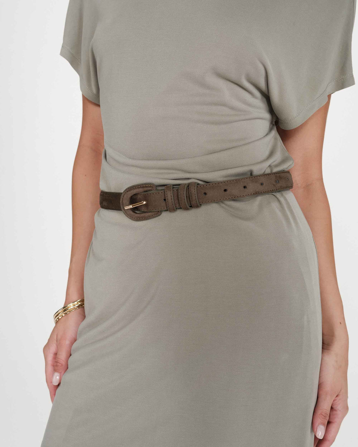 Ceinture en suède boucle assortie kaki Scotland