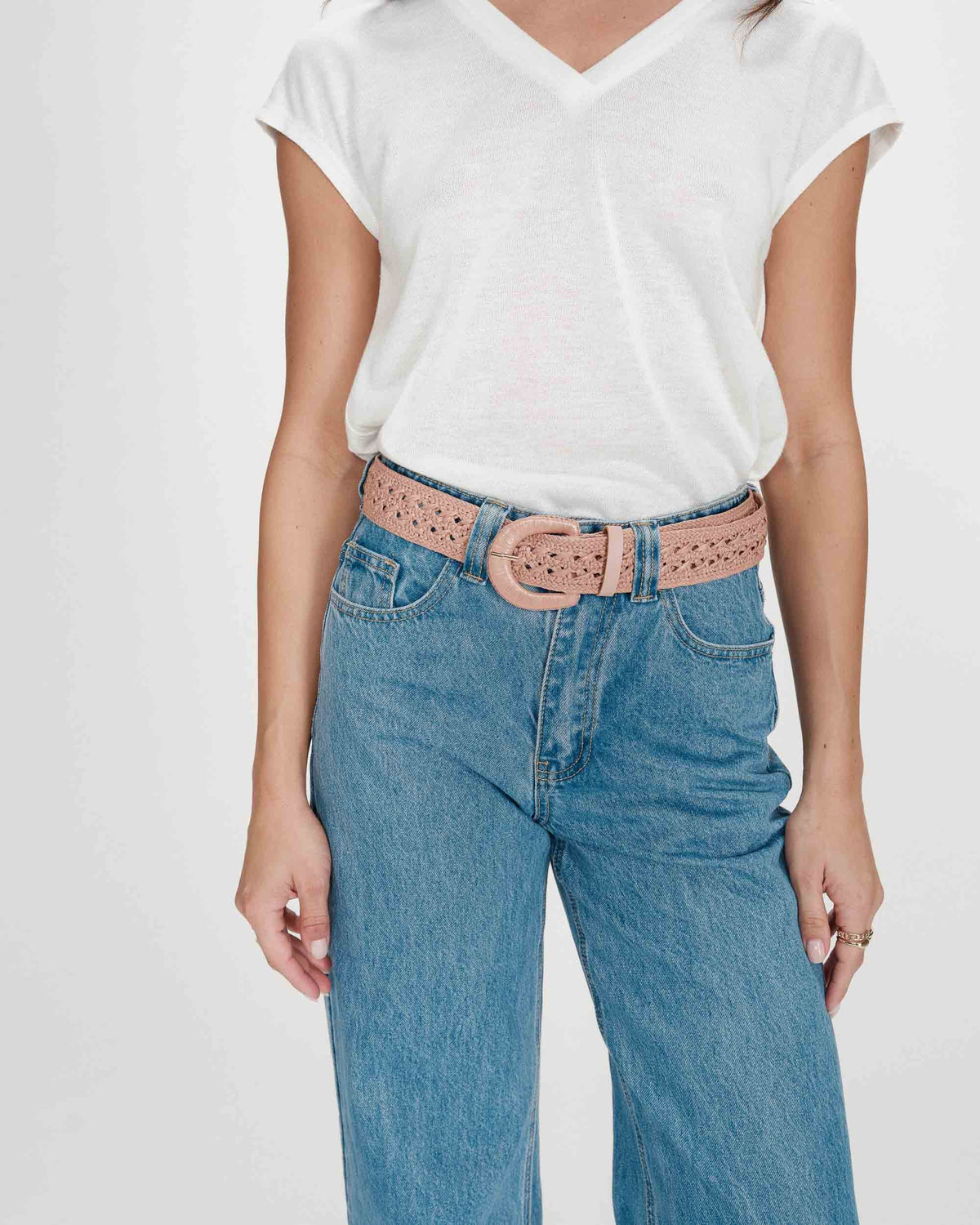 Ceinture tissée effet raphia boucle assortie blush Vallois