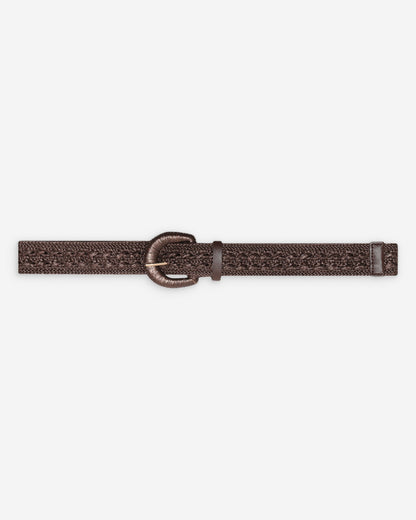 Ceinture tissée effet raphia boucle assortie chocolat Vallois