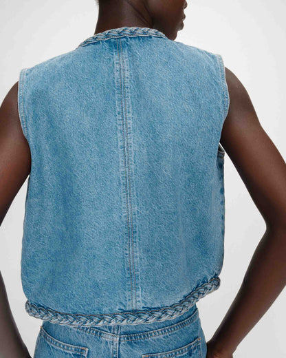 Veste sans manches en denim droite courte lightblue Verona