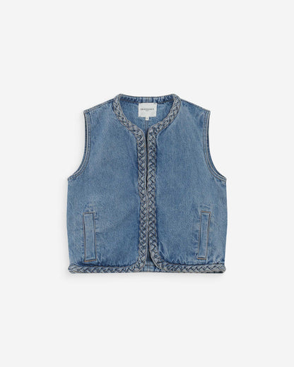 Veste sans manches en denim droite courte lightblue Verona