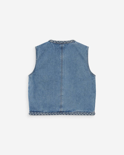 Veste sans manches en denim droite courte lightblue Verona