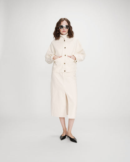 Veste en jean boxy manches longues ecru Vinnie