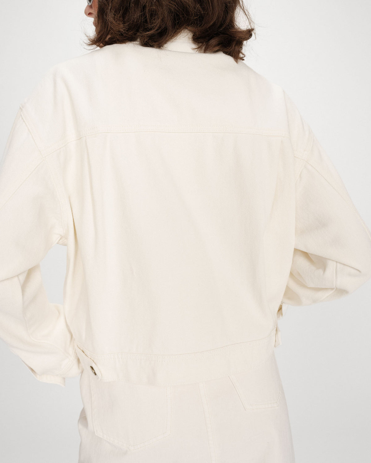 Veste en jean boxy manches longues ecru Vinnie