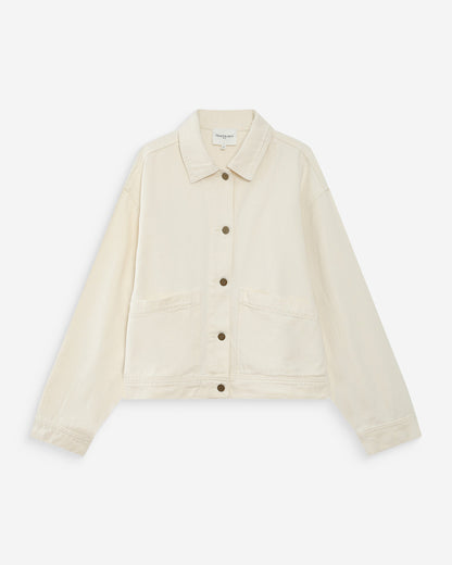 Veste en jean boxy manches longues ecru Vinnie