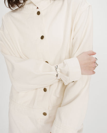 Veste en jean boxy manches longues ecru Vinnie