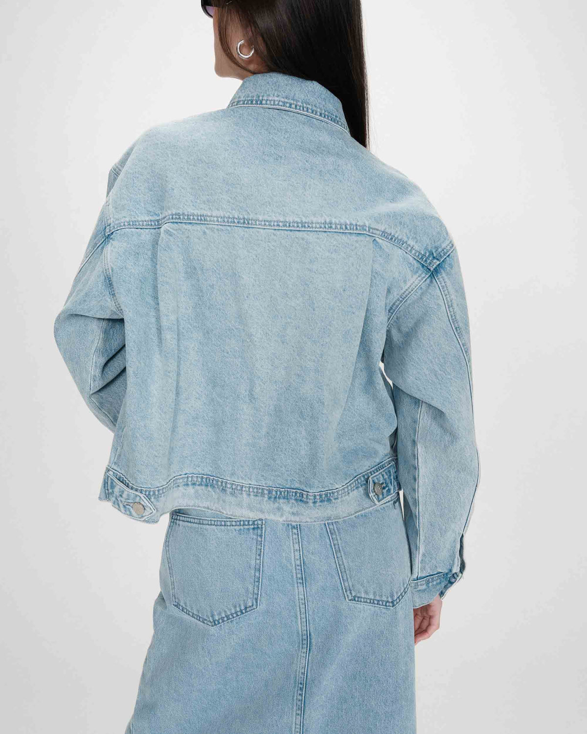 Veste en jean boxy manches longues skyblue Vinnie