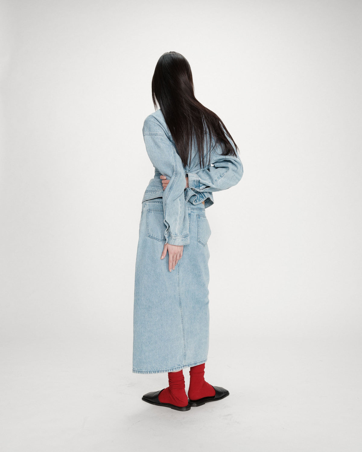 Veste en jean boxy manches longues skyblue Vinnie