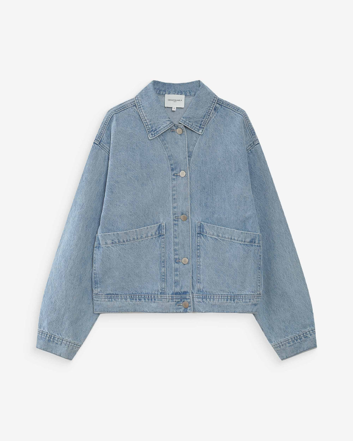 Veste en jean boxy manches longues skyblue Vinnie