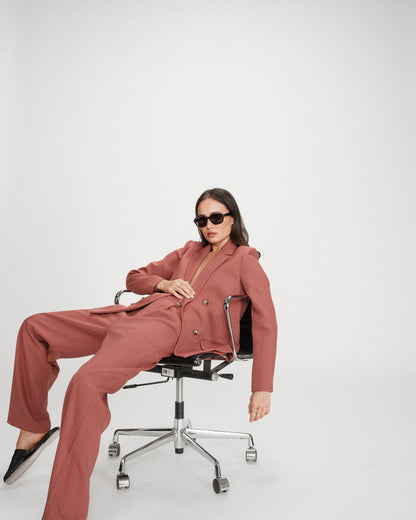 Veste tailleur à double boutonnage terracotta Parfaite