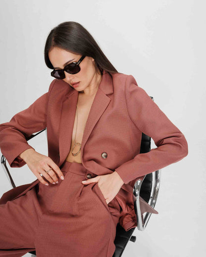 Veste tailleur à double boutonnage terracotta Parfaite