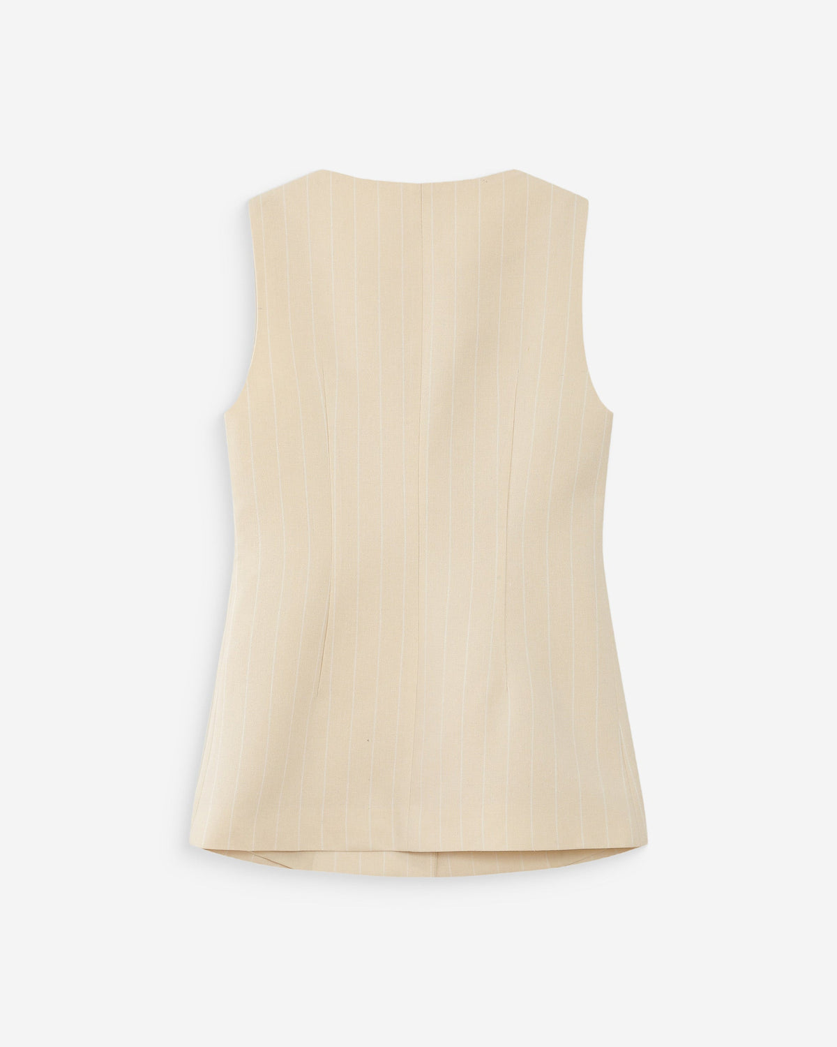 Gilet rayé en lin sans manches col carré boutonné vanille Vic