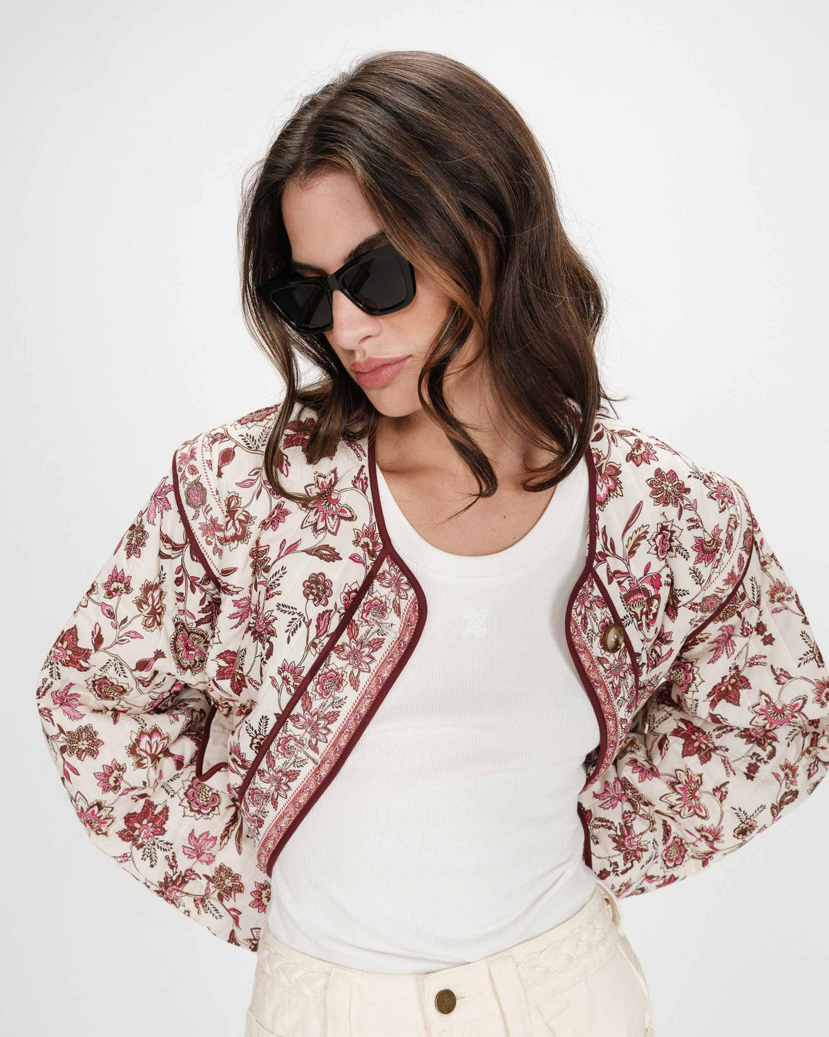 Veste matelassée imprimée fleur Vahina