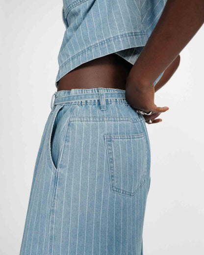 Jean oversize taille mi-haute stripedblue Pompon