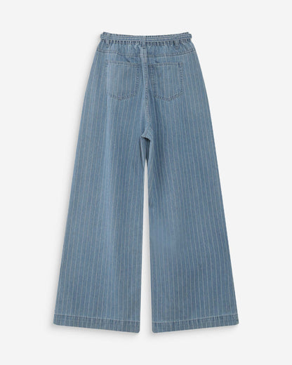 Jean oversize taille mi-haute stripedblue Pompon
