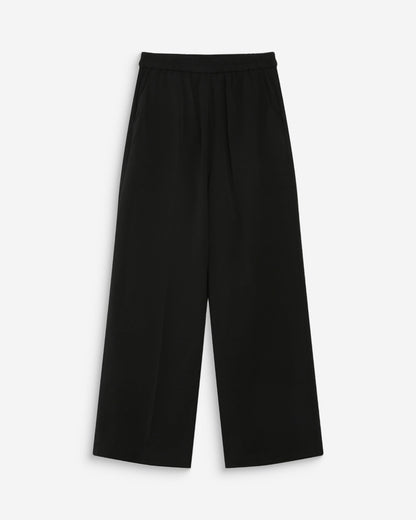 Pantalon fluide jambe large taille mi-haute noir Noblesse